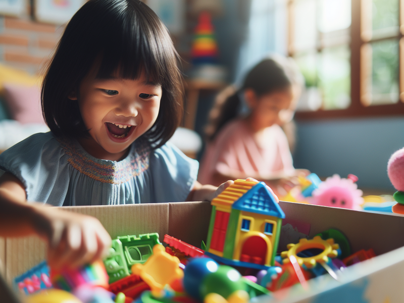 Child exploring educational toys